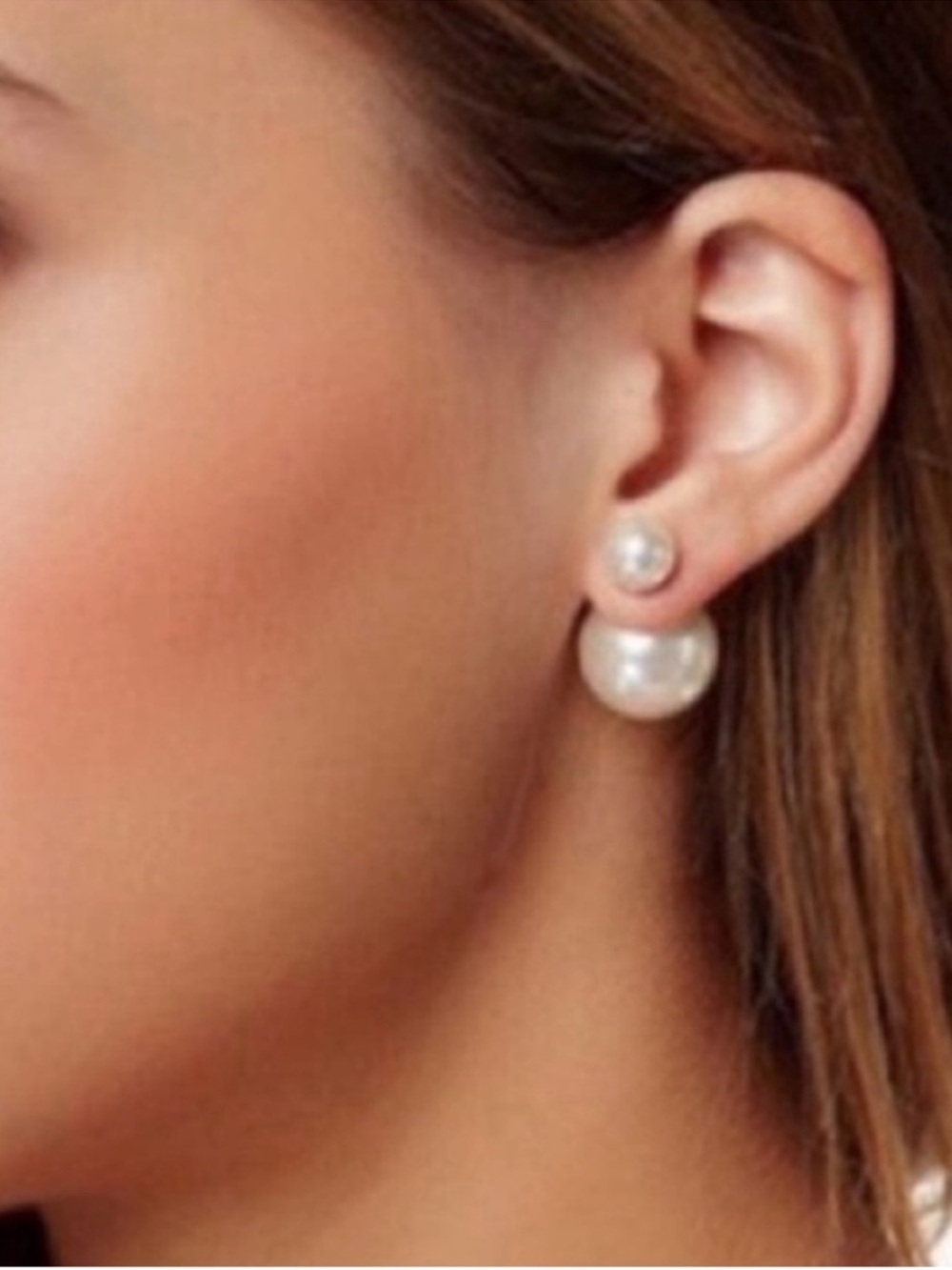 New! Silver Double Pearl Post Earrings (1066) NWOT